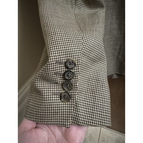 Aldo Conti Mens Italia Wool Herringbone Blazer Jacket Cream Brown 42R Formal - Picture 14 of 15